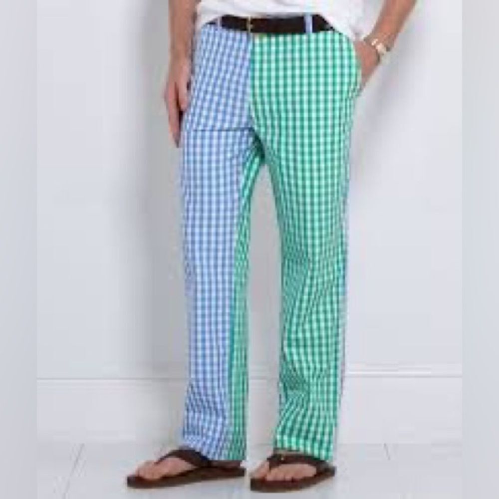 Vineyard Vines Breaker Pants Men’s 36X32 Multi Color Block Gingham Panel Golf